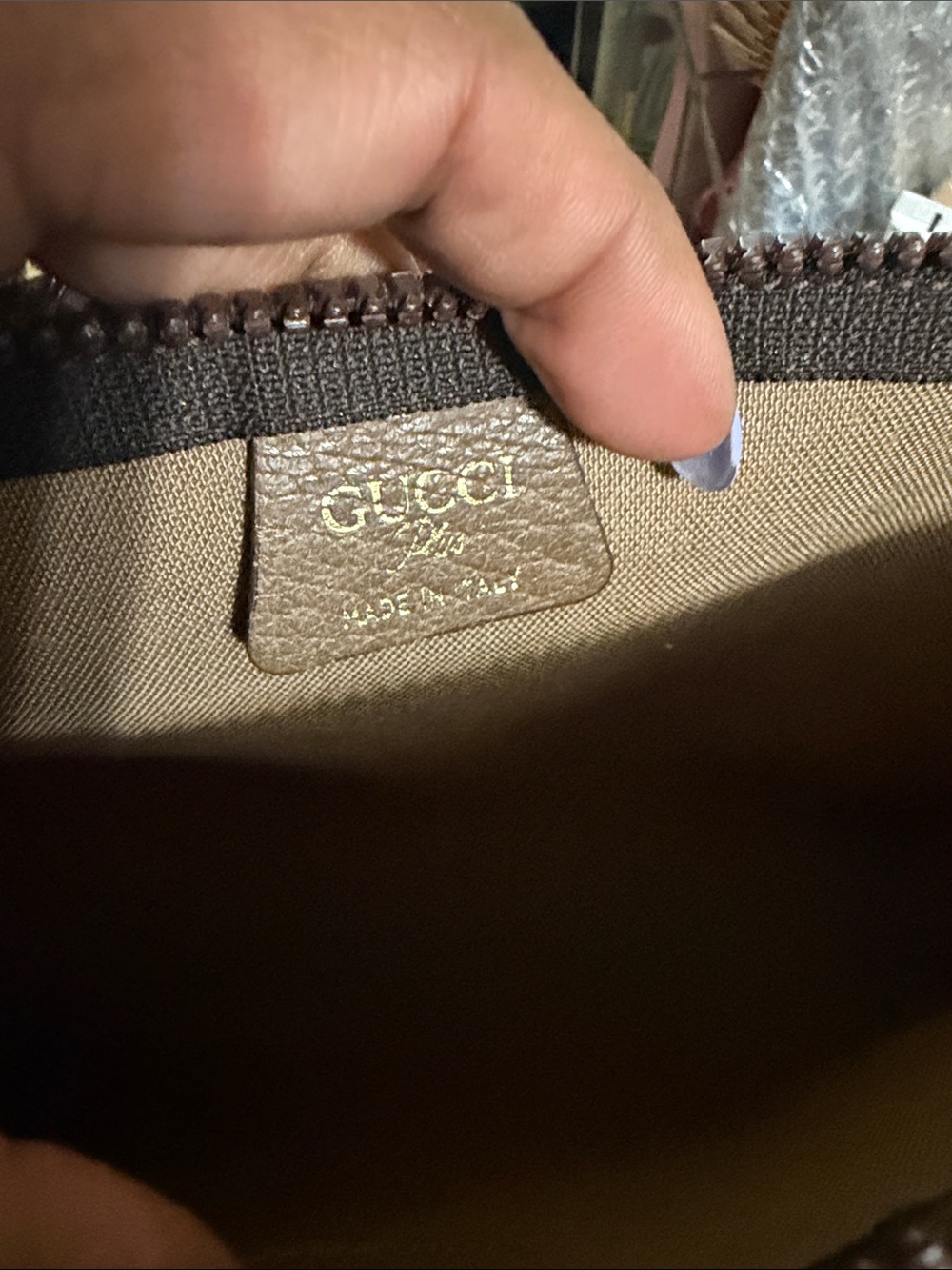 Gucci Beige and Brown Monogram Wristlet Clutch (no wrist band) final sale - Picture 4 of 4